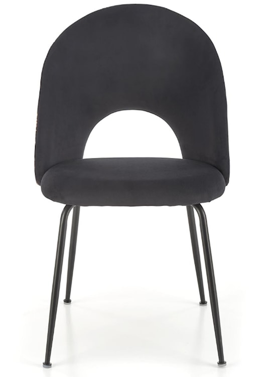 Krzesło tapicerowane Lumble czarne z kwiatowym motywem  - zdjęcie 3