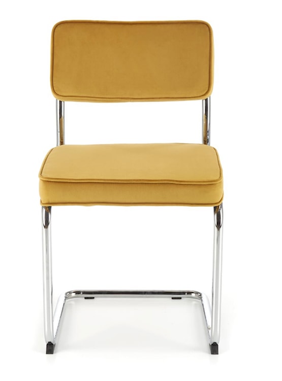 Krzesło metalowe Rerotters  z tapicerowanym siedziskiem oraz oparciem musztardowe  - zdjęcie 3