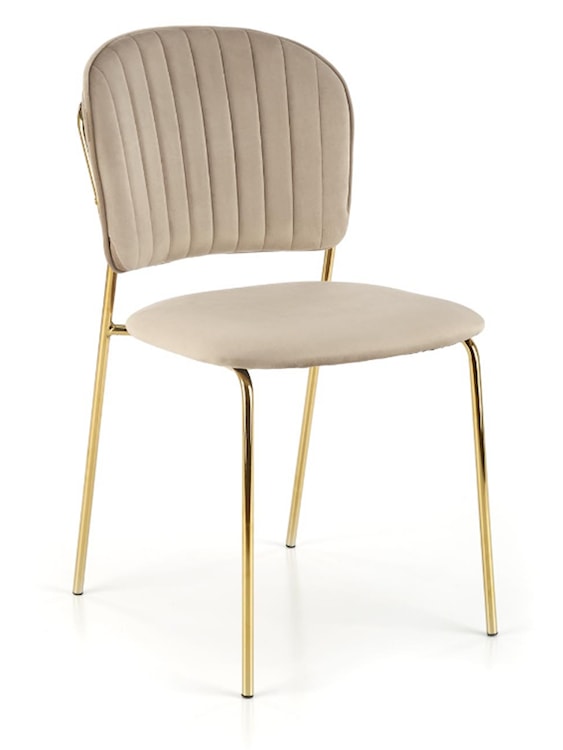 Krzesło tapicerowane Revisant beżowy velvet na złotej podstawie  - zdjęcie 4