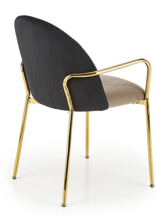 Krzesło tapicerowane Clobey beżowo/czarne ze złotym stelażem  - zdjęcie 2