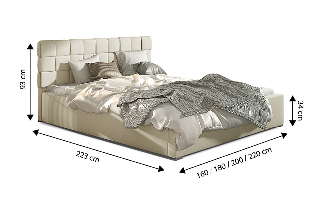 Łóżko tapicerowane Blatna 200x200 cm z pojemnikiem kremowe ekoskóra  - zdjęcie 4
