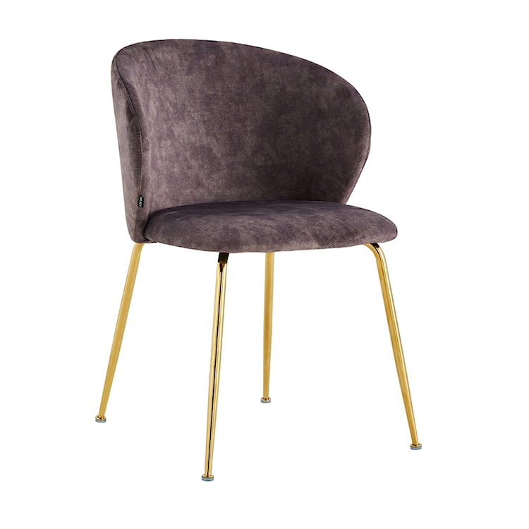 Krzesło tapicerowane Mealize w tkaninie hydrofobowej szaro-fioletowe velvet na złotych nogach  - zdjęcie 2