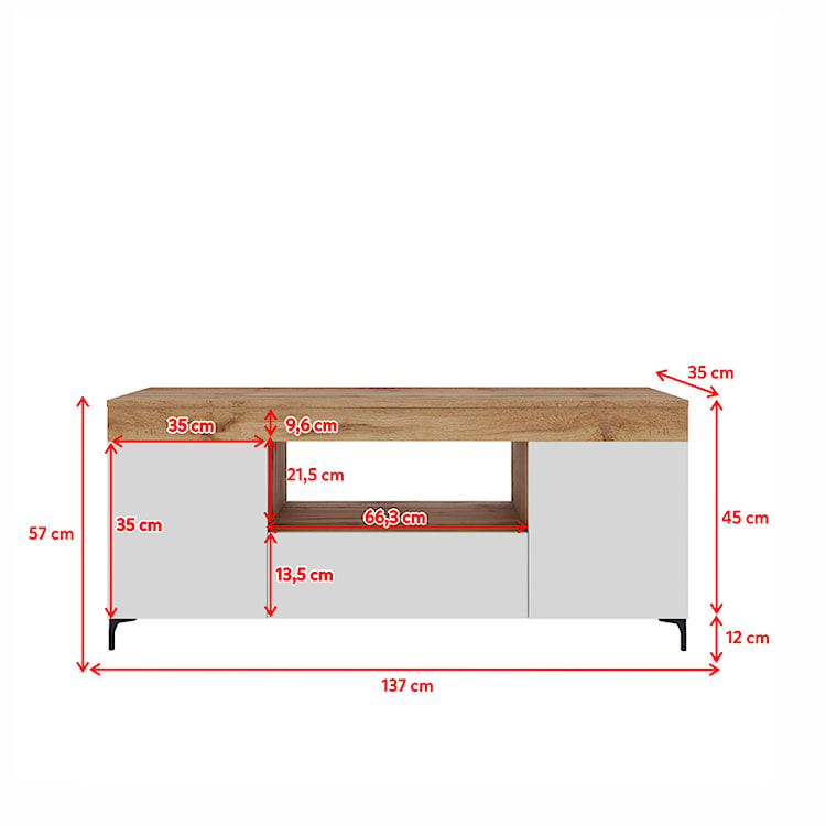 Szafka RTV Gusto 137 cm Dąb lancaster / biały mat   - zdjęcie 9