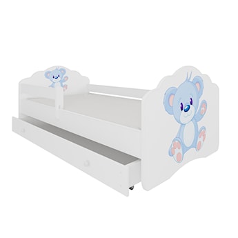 Łóżko dziecięce Sissa 140x70 cm Niebieski Miś z barierką i szufladą