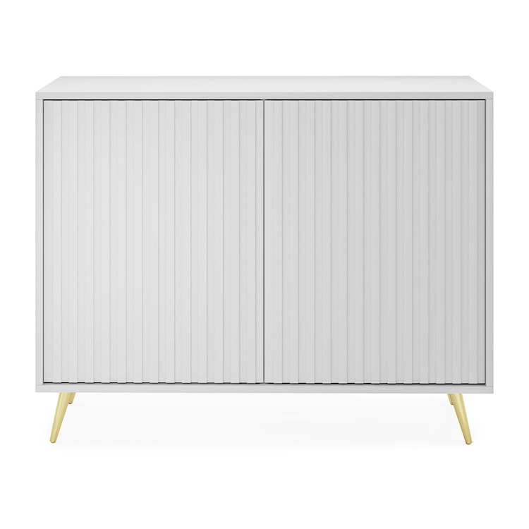 Komoda Bello z lamelowymi frontami 104 cm biała ze złotymi nogami  - zdjęcie 5