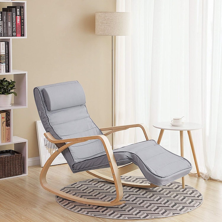 Fotel bujany Lapilli z minimalistycznymi podłokietnikami szary jasny  - zdjęcie 2