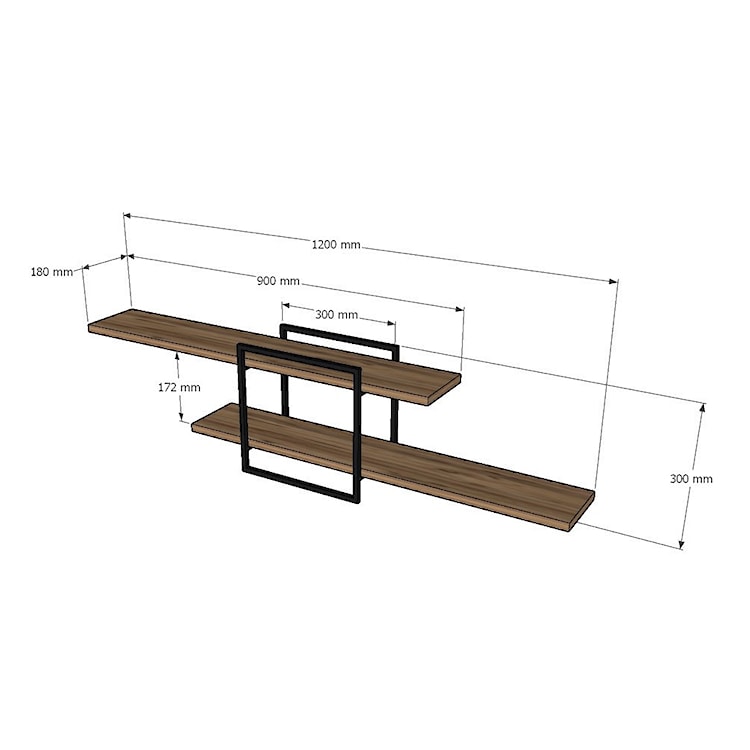 Półka na ścianę Mosne dwupoziomowa sosna 120 cm  - zdjęcie 3