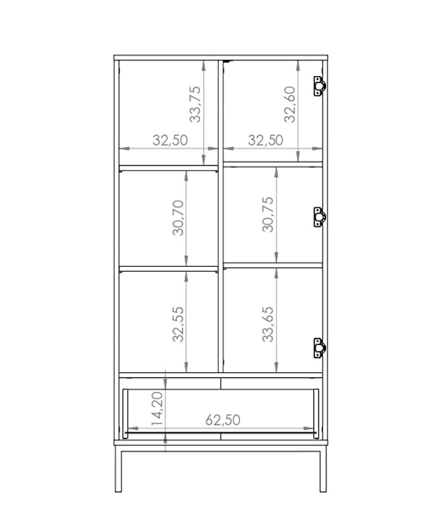Regał jednodrzwiowy Lartti 70 cm z półkami i szufladą jesion portland czarny  - zdjęcie 6