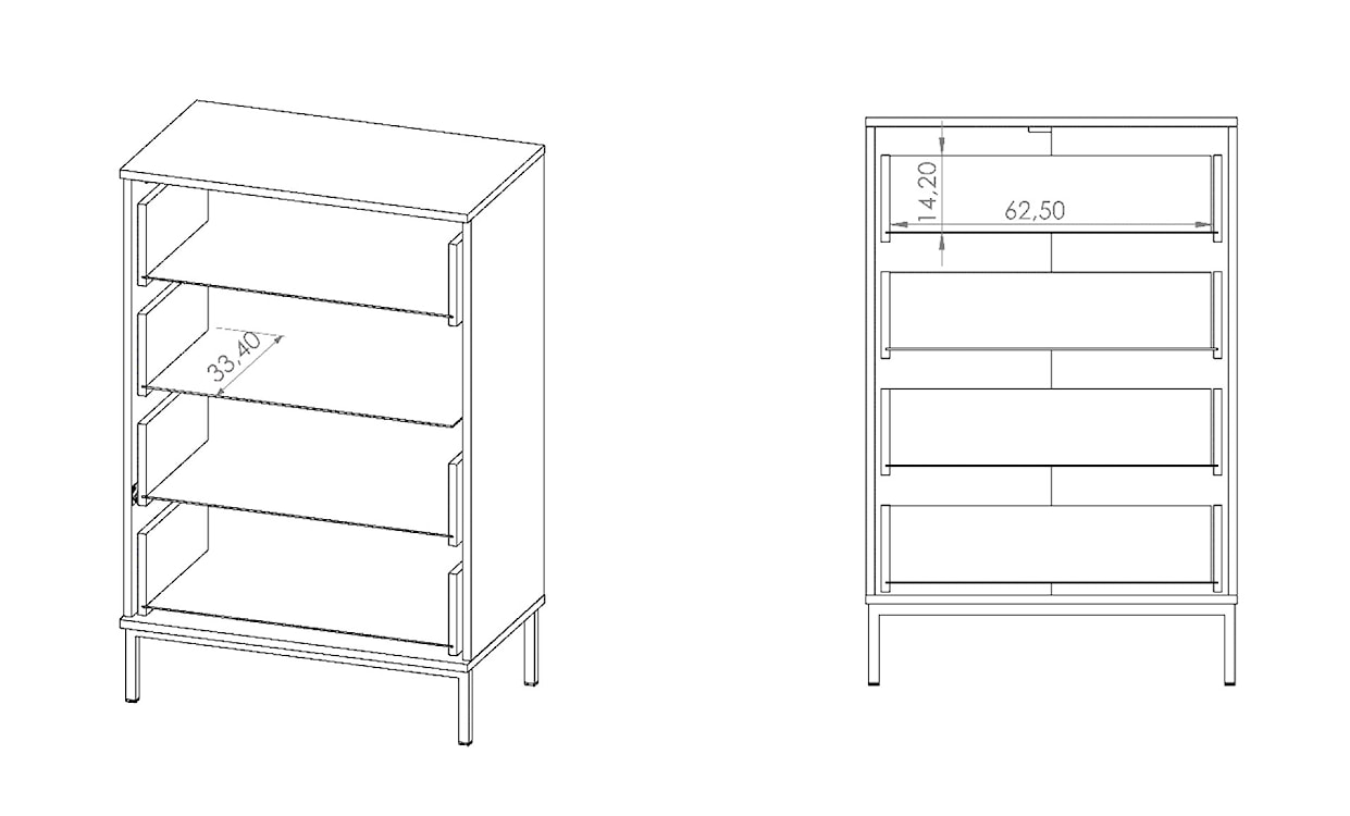 Komoda Lartti 70 cm z czterema szufladami granatowa  - zdjęcie 4