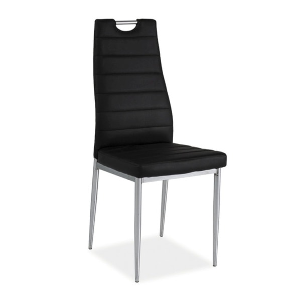 Krzesło tapicerowane Lastad czarne z uchwytem na chromowanej podstawie  - zdjęcie 2
