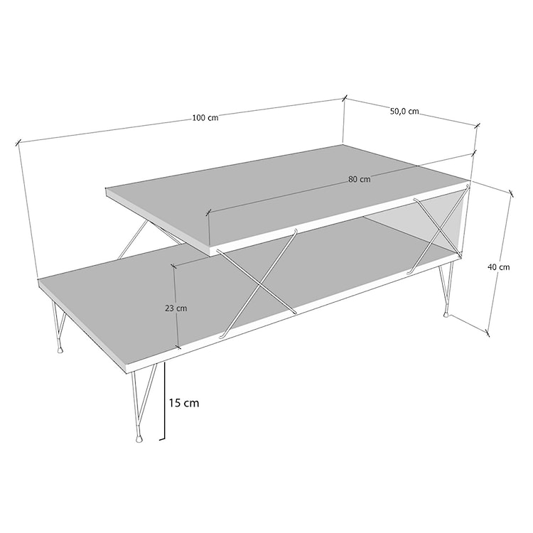 Stolik kawowy Lerro 50x100 cm biały  - zdjęcie 3