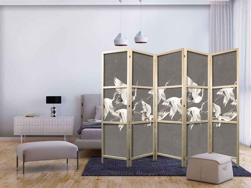 Parawan japoński Ornament z żurawiami 225x161 cm  - zdjęcie 2