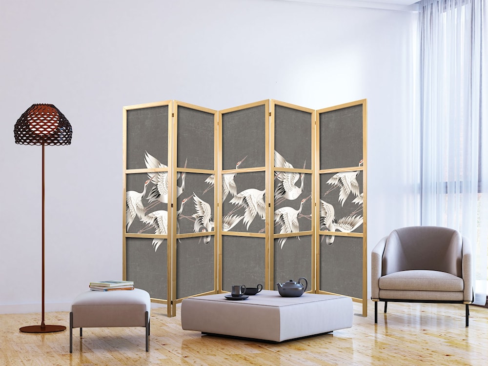 Parawan japoński Ornament z żurawiami 225x161 cm  - zdjęcie 3