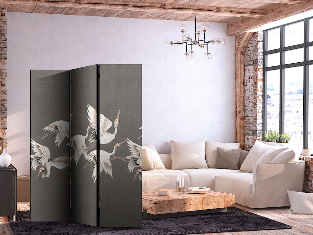 Parawan Ornament z żurawiami 172x135 cm  - zdjęcie 2