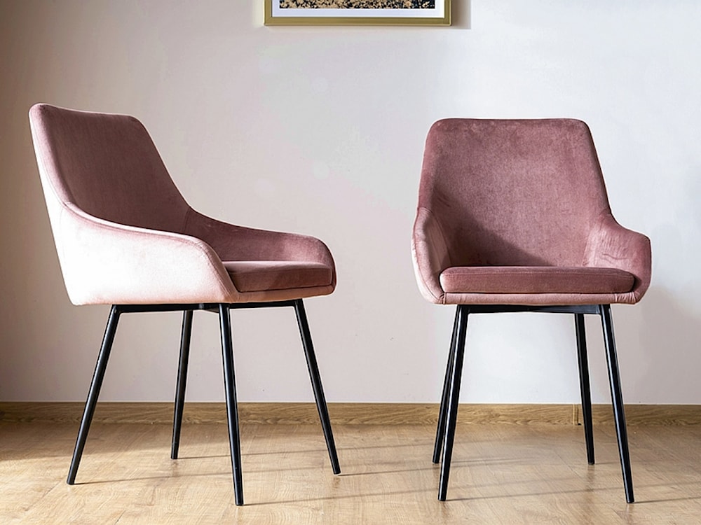 Krzesło tapicerowane Kalvi różowy velvet  - zdjęcie 3