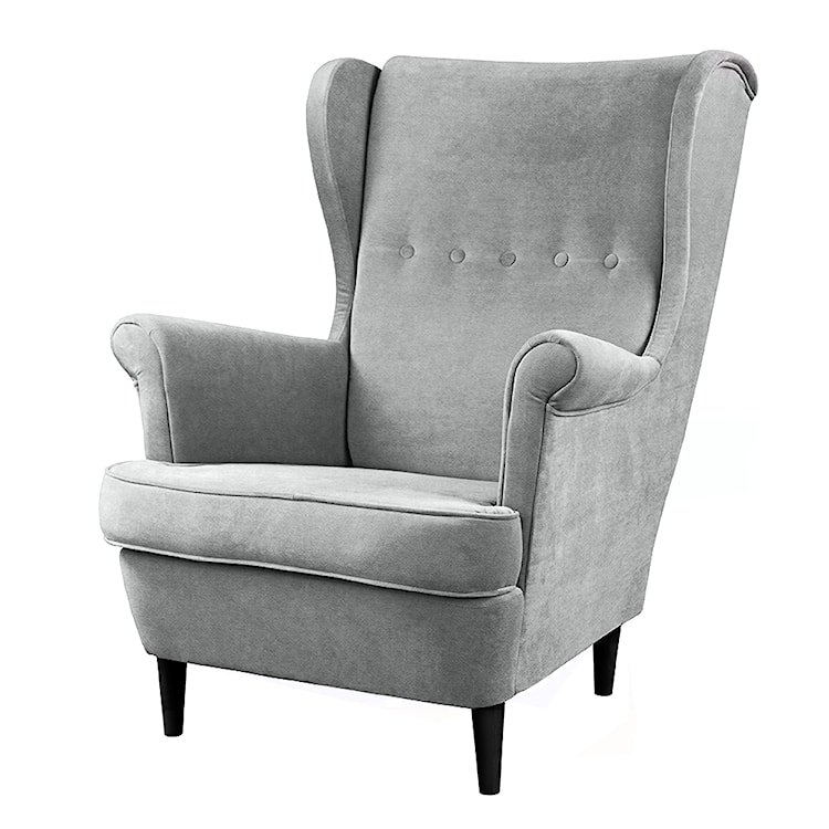 Fotel z podnóżkiem Malmo jasnoszary w tkaninie Easy Clean na czarnych nóżkach  - zdjęcie 2