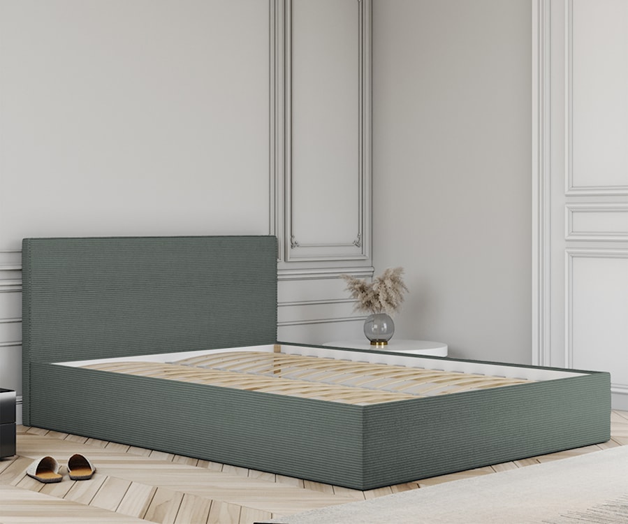 Łóżko tapicerowane 120x200 cm Campile z pojemnikiem szare sztruks  - zdjęcie 4