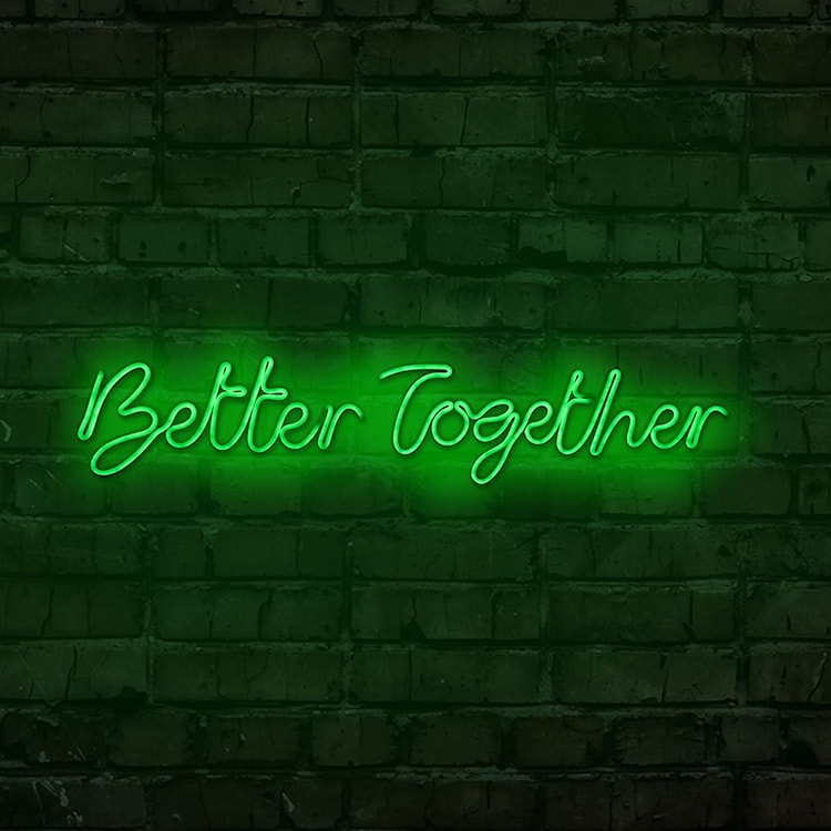 Neon na ścianę Letely z napisem Better Together zielony  - zdjęcie 2
