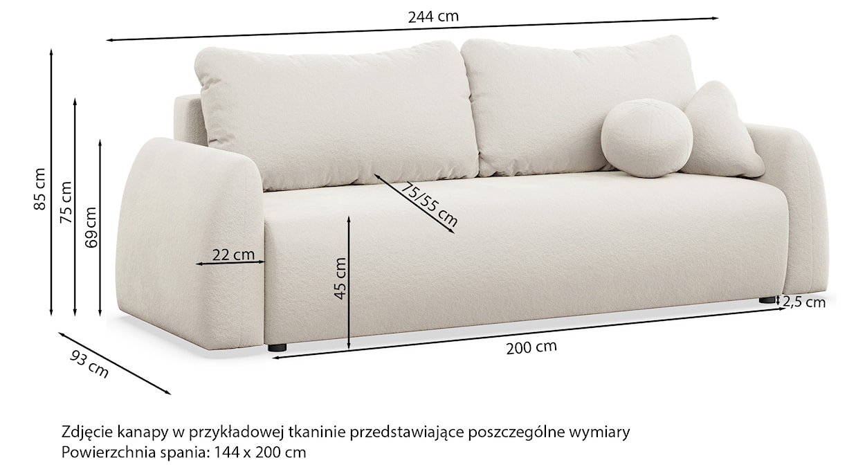 Kanapa rozkładana trzyosobowa Nubelle z pojemnikiem brązowa szenil  - zdjęcie 7