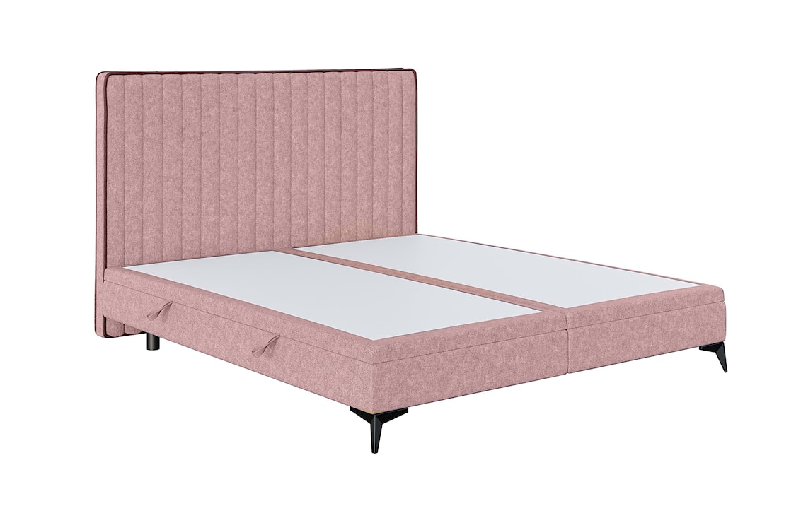 Łóżko tapicerowane 140x200 cm Fagnano z pojemnikami różowe  - zdjęcie 6