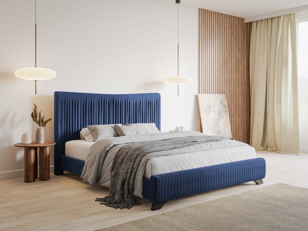 Łóżko tapicerowane Bratan 180x200 cm niebieskie  - zdjęcie 2