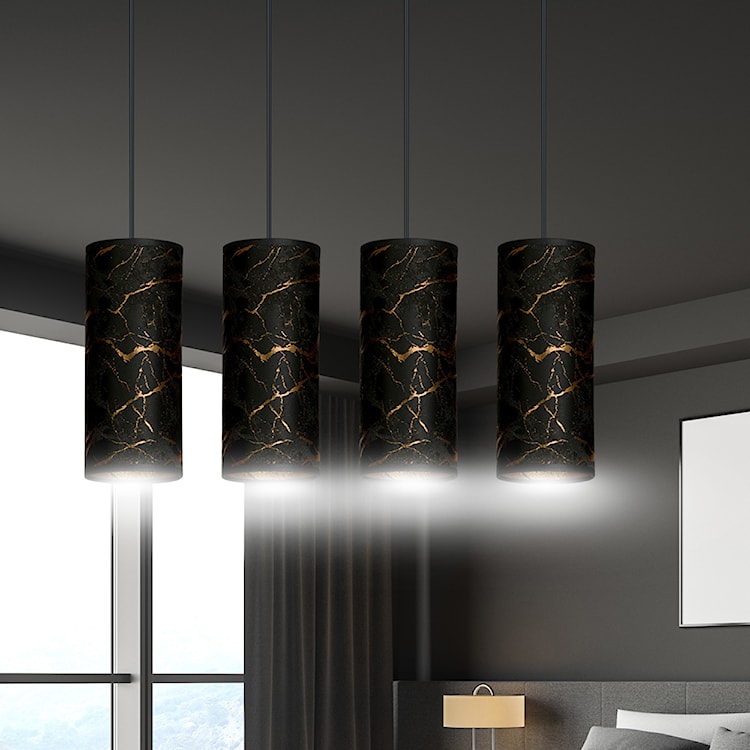 Lampa wisząca Karrla x4 65 cm czarny marmur  - zdjęcie 2