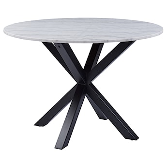 Stół do jadalni okrągły Kardema średnica 110 cm biały marmur na czarnych nogach