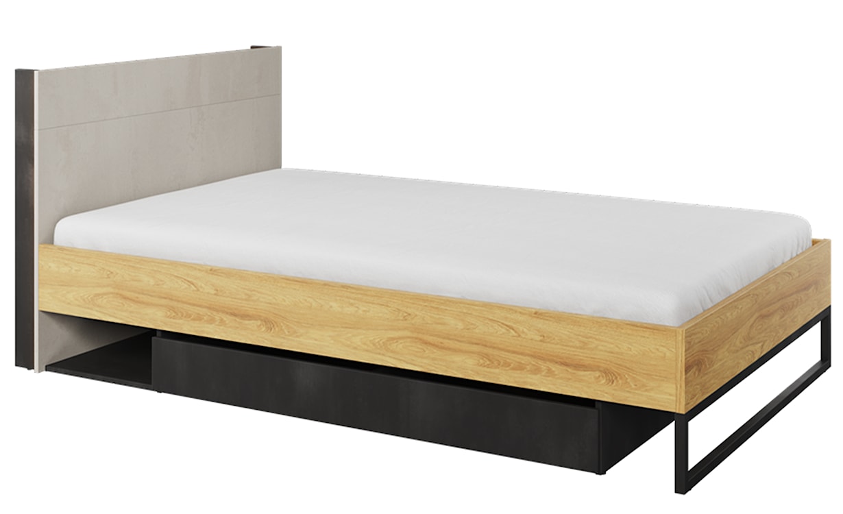 Łóżko Teen Flex z szufladą 120 cm Hikora naturalna / silk flou / raw steel  - zdjęcie 2