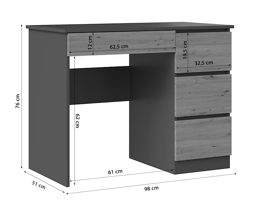 Biurko Hottamy 98x51 cm białe prawostronne  - zdjęcie 4