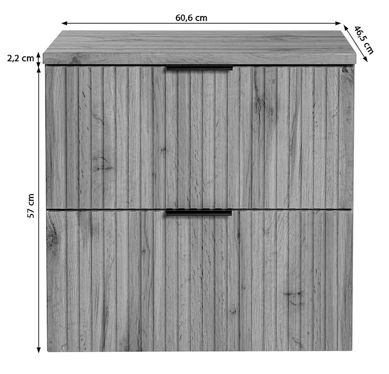 Szafka pod umywalkę Temirni 60 cm dąb wotan lamele z blatem  - zdjęcie 14