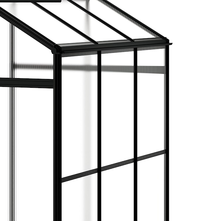 Szklarnia ogrodowa aluminiowa poliwęglanowa 2,3 m2 trzysekcyjna z fundamentem 124x185 cm czarna  - zdjęcie 4