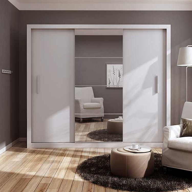 Szafa Idea 250 cm z lustrem biała  - zdjęcie 2