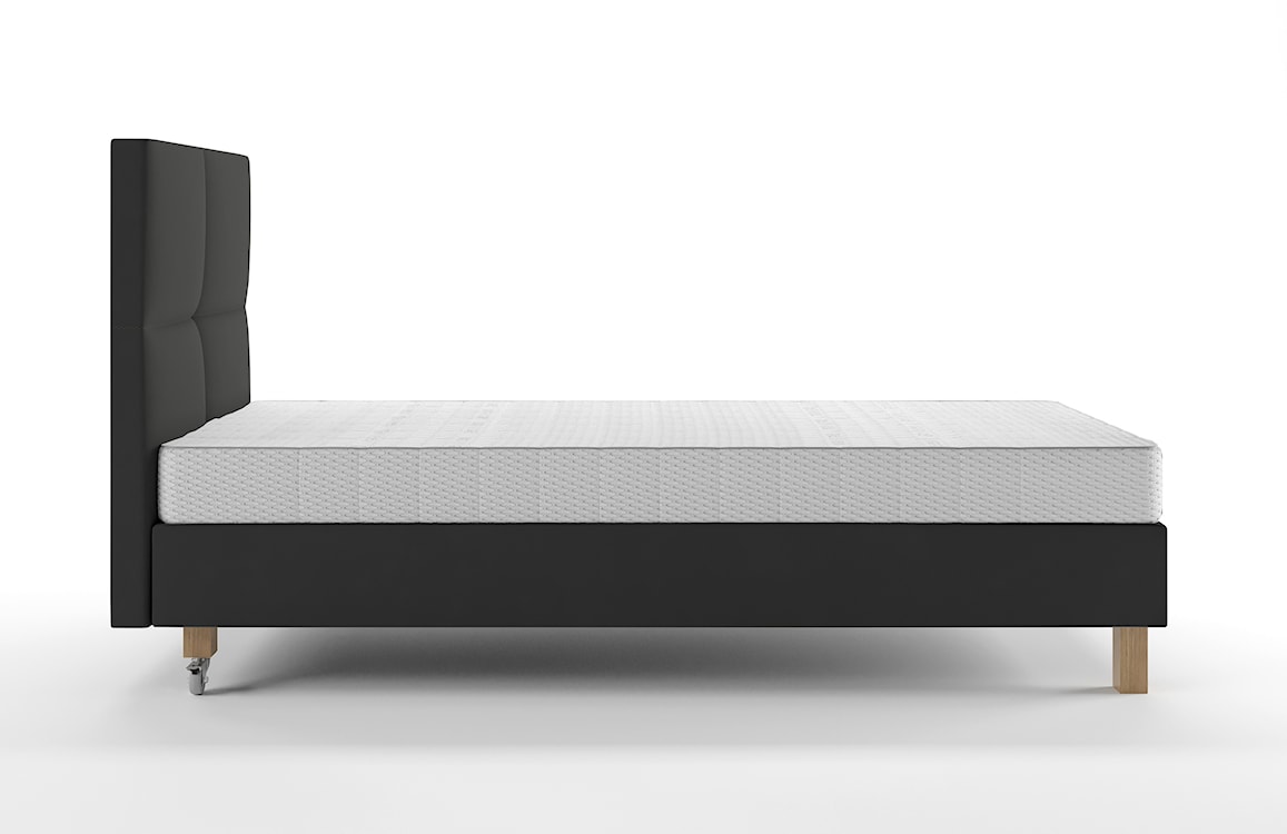 Łóżko tapicerowane 90x200 cm Donbay z wezgłowiem panelowym i materacem kieszeniowym ciemnobrązowe welur hydrofobowy  - zdjęcie 3