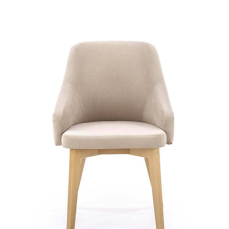 Krzesło tapicerowane Berlas beżowy velvet - dąb miodowy  - zdjęcie 7