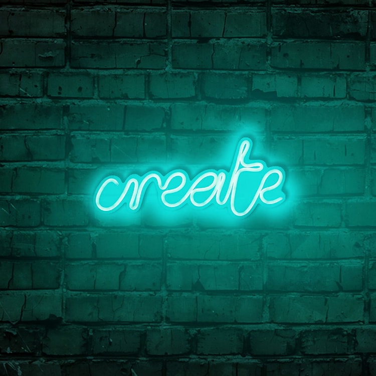 Neon na ścianę Letely z napisem Create niebieski  - zdjęcie 2
