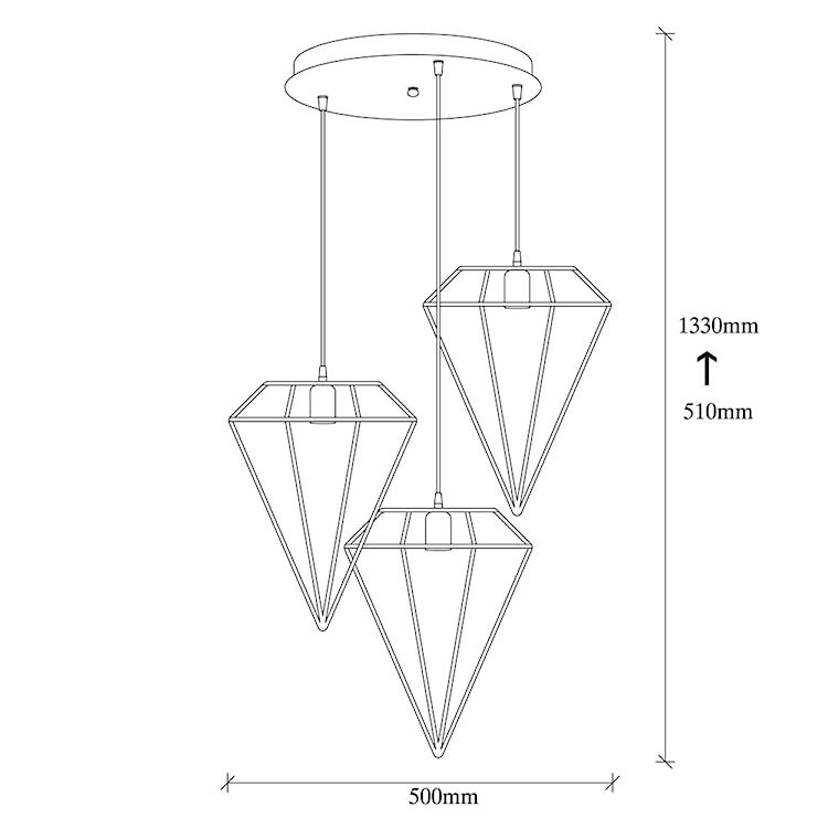 Lampa sufitowa Palmares x3 w kształcie diamentu na okrągłej podsufitce złota  - zdjęcie 5