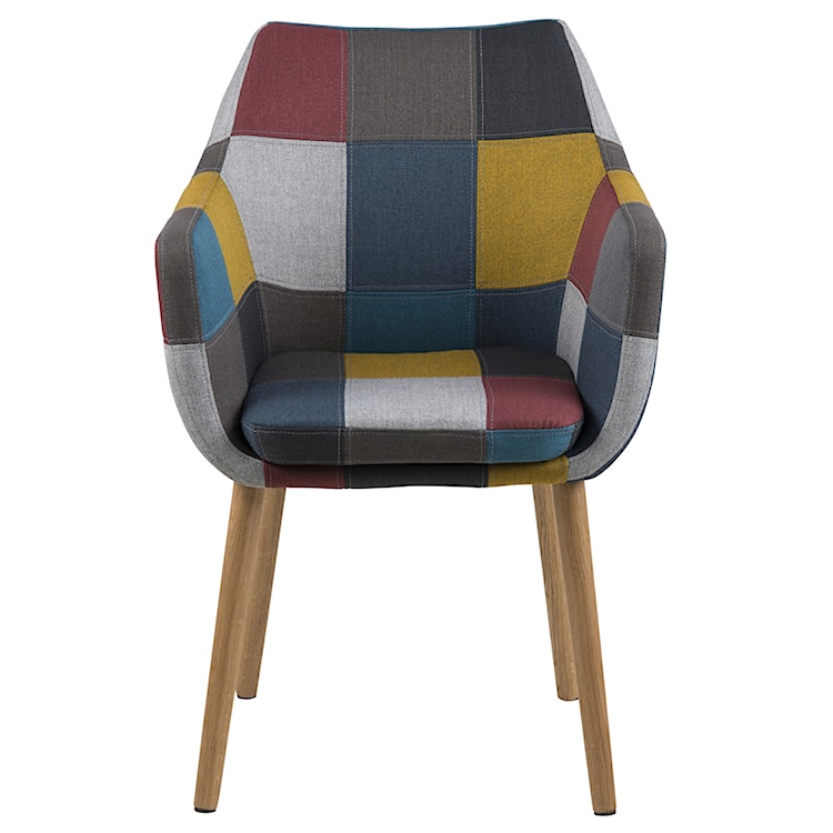Krzesło tapicerowane z podłokietnikami Marcelio wielokolorowe patchwork  - zdjęcie 3