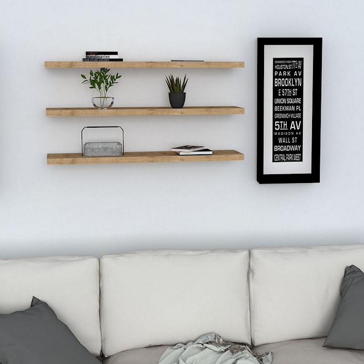 Zestaw trzech półek na ścianę Boike w stylu minimalistycznym 60 cm  - zdjęcie 2