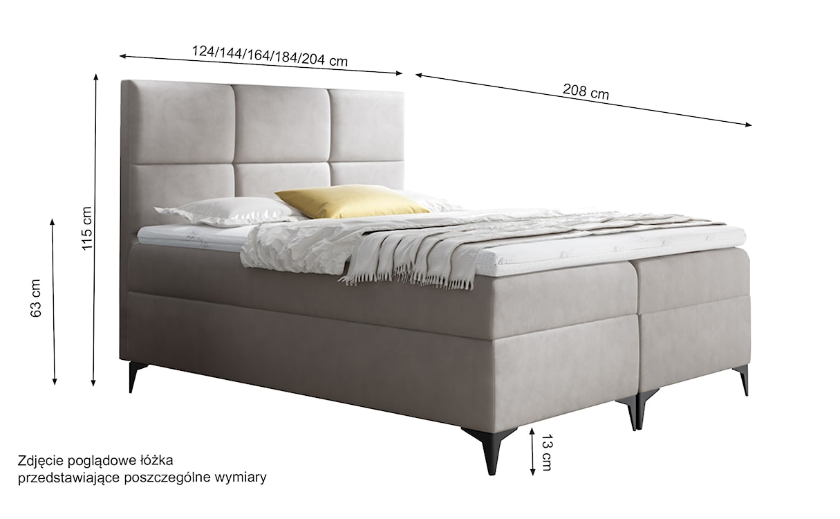Łóżko kontynentalne Firome 200x200 z dwoma pojemnikami, materacem i topperem ciemnobrązowe hydrofobowe  - zdjęcie 3