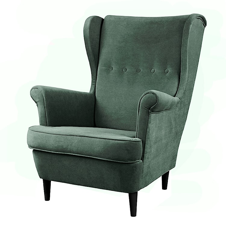 Fotel z podnóżkiem Malmo butelkowa zieleń w tkaninie Easy Clean na czarnych nóżkach  - zdjęcie 2