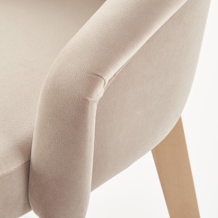 Krzesło tapicerowane Berlas beżowy velvet - dąb miodowy  - zdjęcie 4