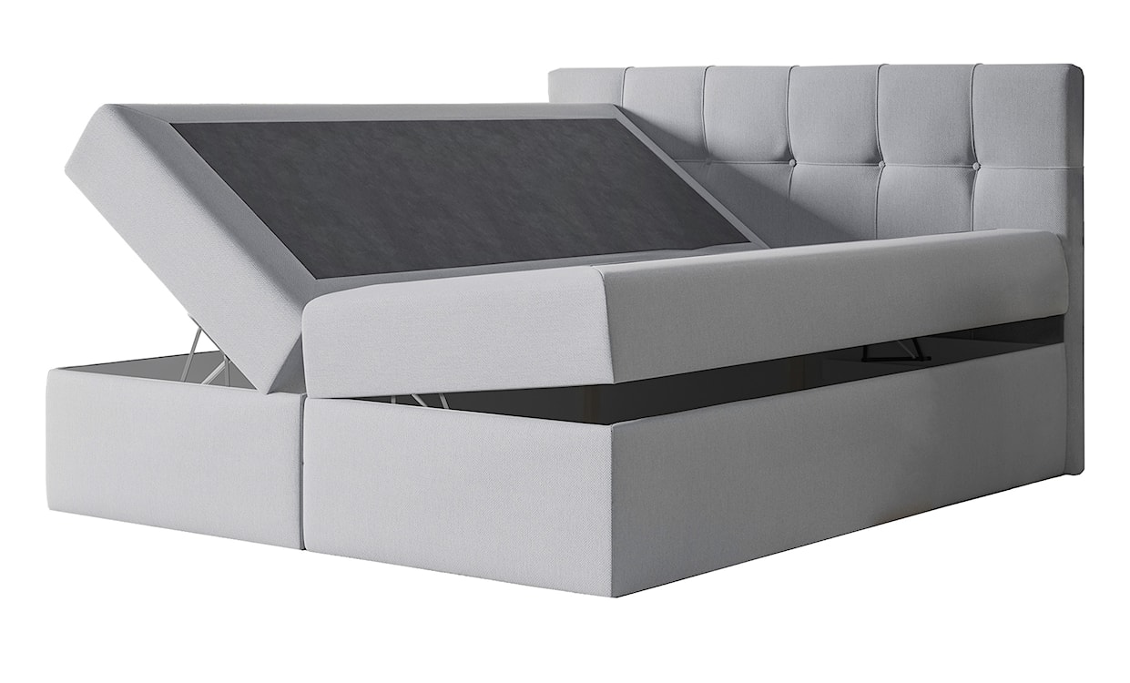 Łóżko kontynentalne Verdeni 180x200 z dwoma pojemnikami, materacem i topperem szare hydrofobowe  - zdjęcie 3