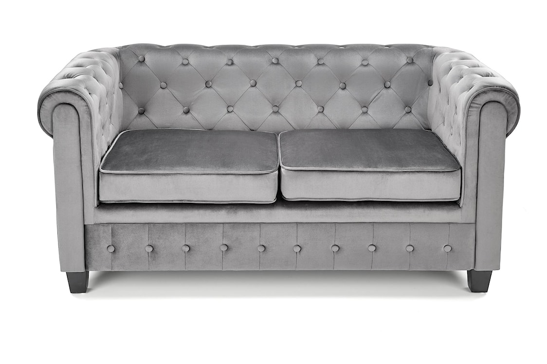 Sofa pikowana Visaus velvet popielaty  - zdjęcie 3