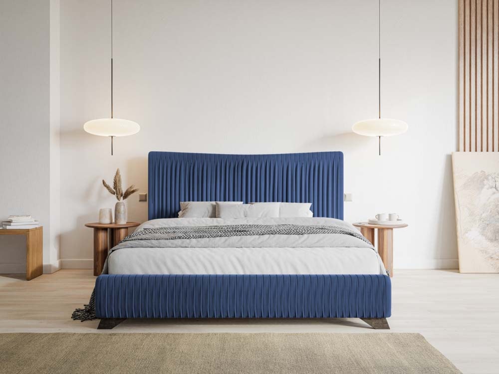 Łóżko tapicerowane Bratan 180x200 cm niebieskie  - zdjęcie 3