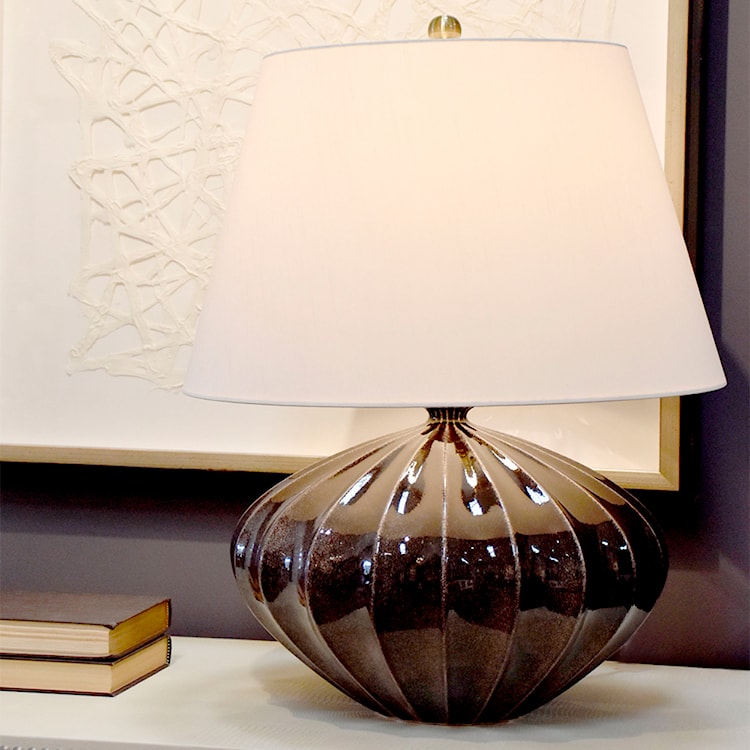 Lampa stołowa Rapel z porcelany brązowa  - zdjęcie 3
