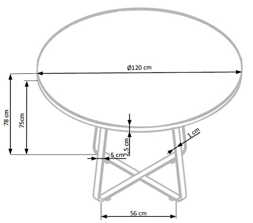 Stół okrągły Barron średnica 120 cm dąb złoty/czarny  - zdjęcie 6