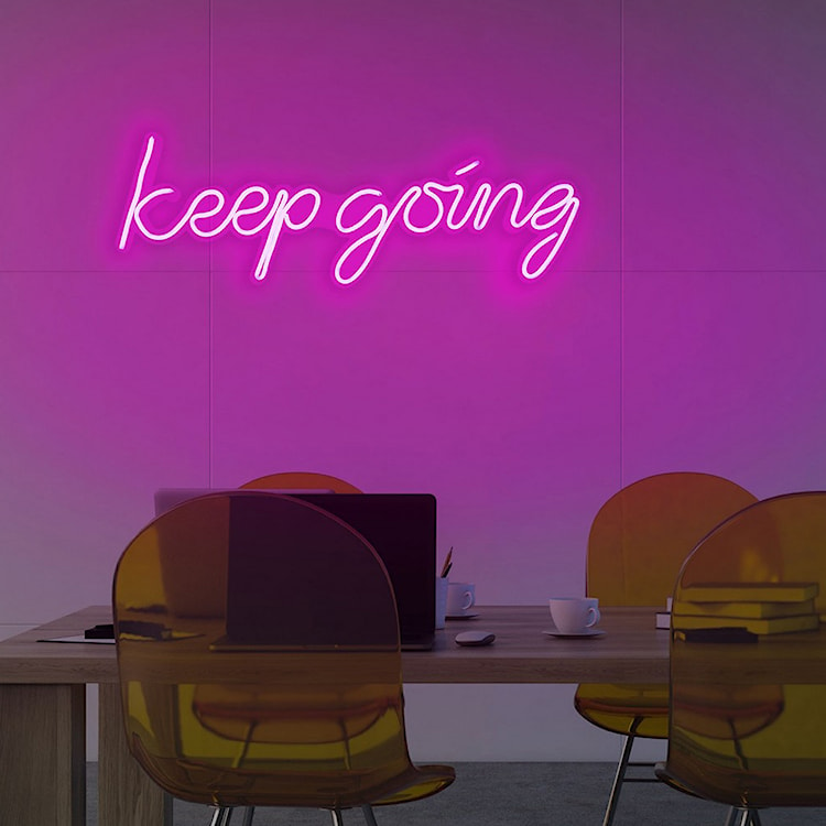 Neon na ścianę Letely z napisem Keep Going różowy  - zdjęcie 3