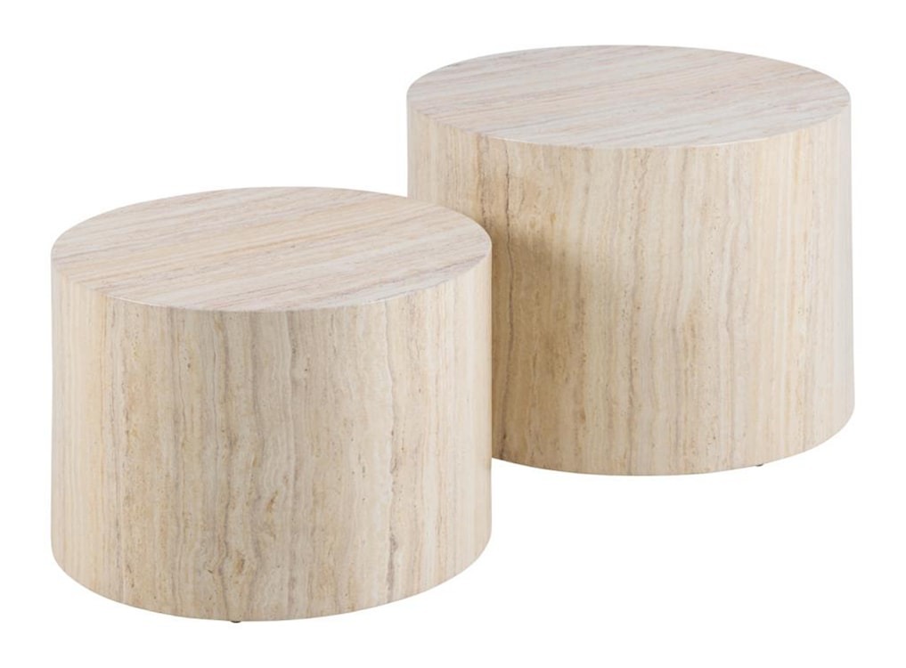 Zestaw okrągłych stolików kawowych Glopiana 58 cm i 50 cm trawertyn