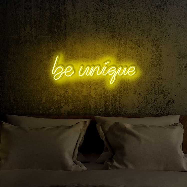 Neon na ścianę Letely z napisem Be Unique żółty  - zdjęcie 5