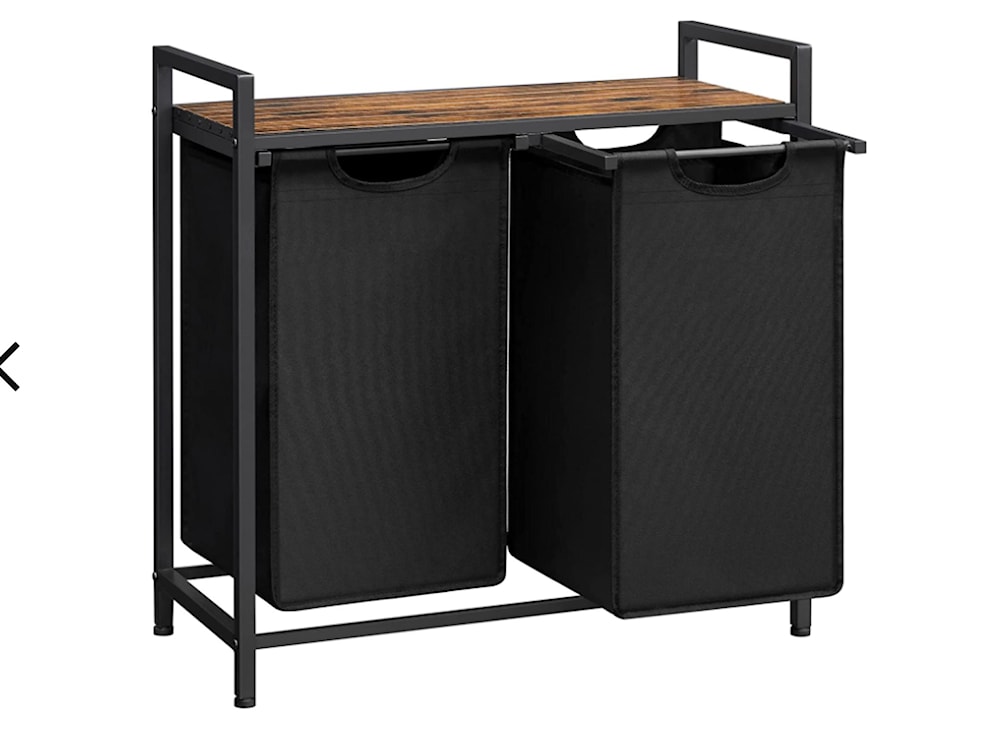 Kosz na pranie Allyze czarny dwie przegrody 